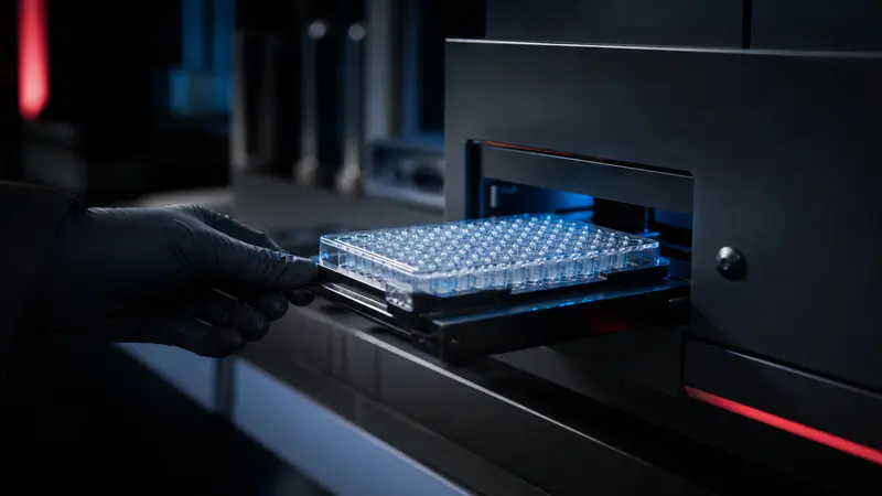 Editorial laboratory scene for 5-Amino-1MQ: NNMT-inhibition research overview