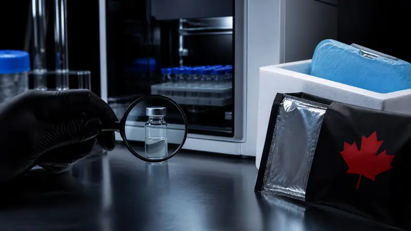 Editorial laboratory scene for How to Buy Research Peptides in Canada (2026 Guide)
