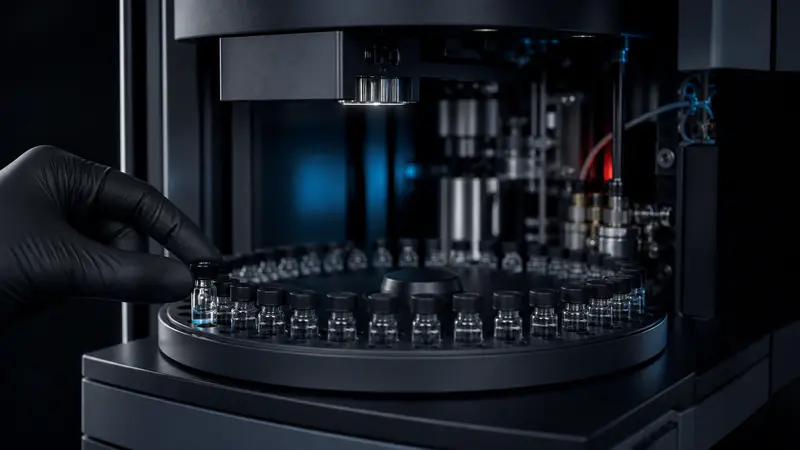 Editorial laboratory scene for What ≥ 99% HPLC purity actually means for research-peptide reproducibility
