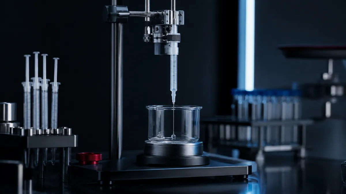 Editorial laboratory scene for Why insulin syringes for peptide reconstitution and dosing research