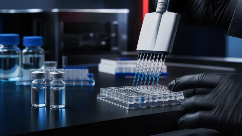 Editorial laboratory scene for CJC-1295 + Ipamorelin Stack, Pharmacology and Reconstitution