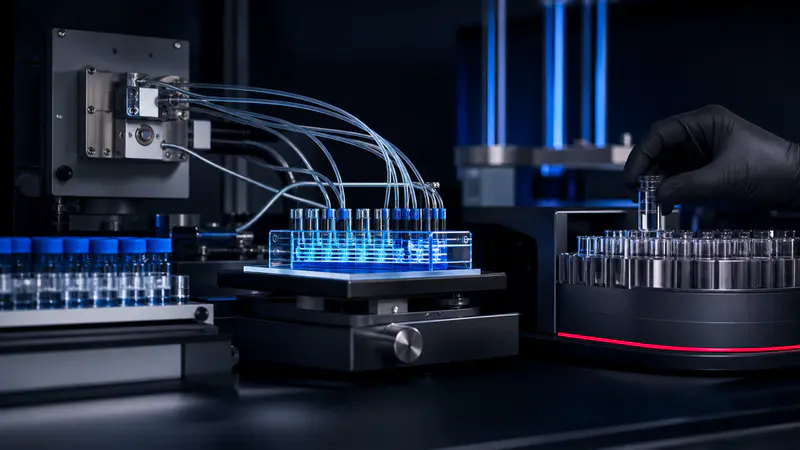 Editorial laboratory scene for Kisspeptin-10 and the GnRH pulse generator, reproductive endocrine research
