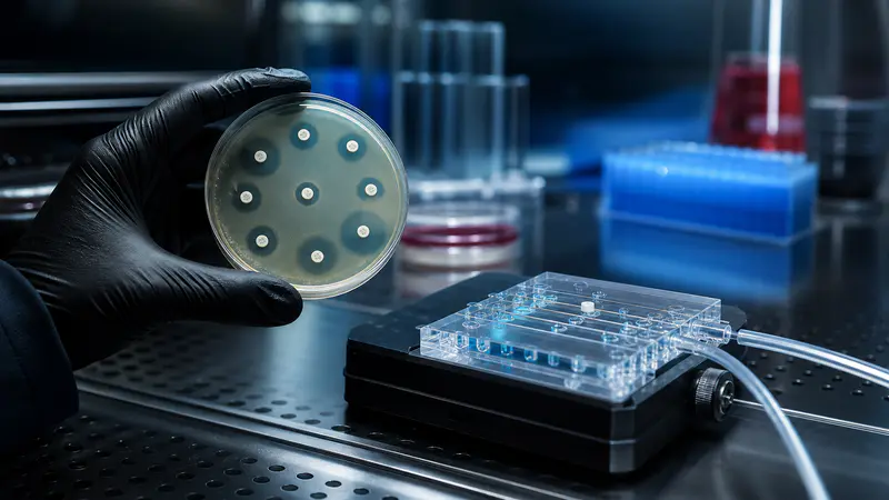 Editorial laboratory scene for LL-37: cathelicidin antimicrobial-peptide research notes