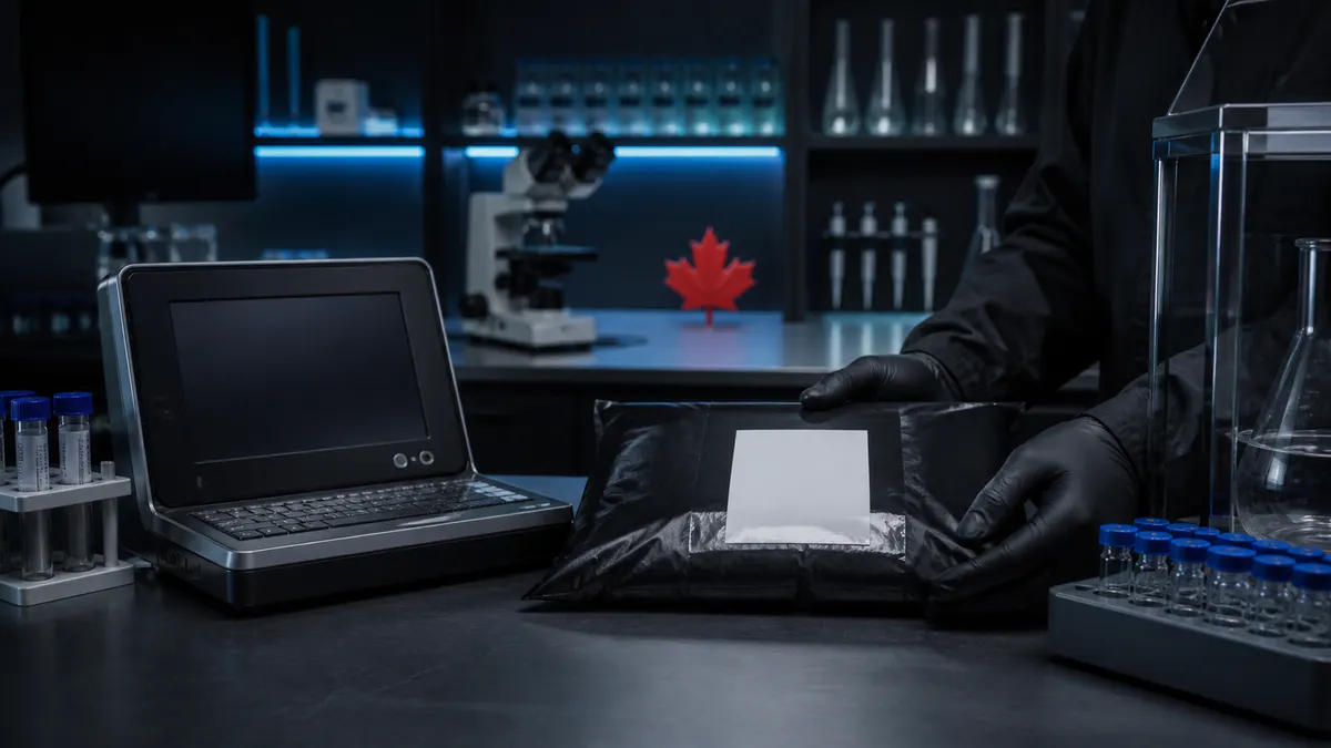 Editorial laboratory scene for PIPEDA-Compliant Peptide Ordering in Canada