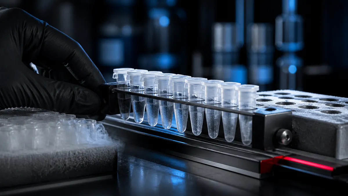 Editorial laboratory scene for Reconstituted peptide shelf life: the working window