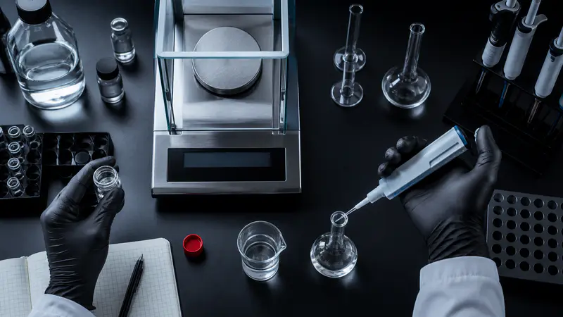 Editorial laboratory scene for Peptide reconstitution math: a worked example