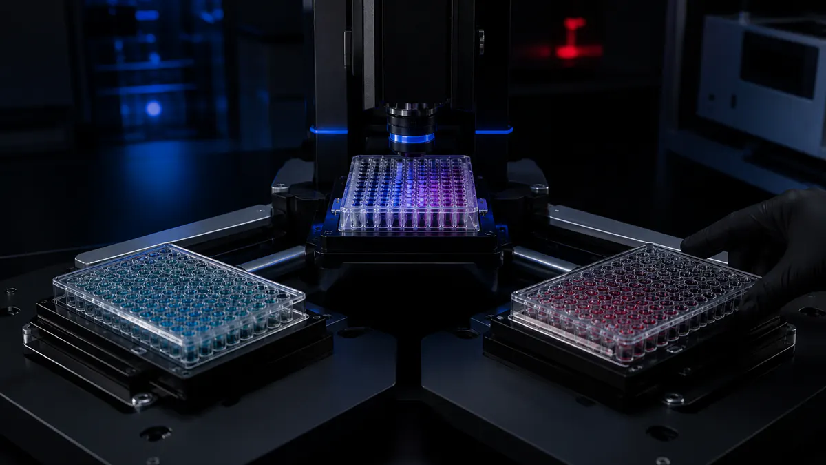 Editorial laboratory scene for Retatrutide and the rise of triagonist research peptides