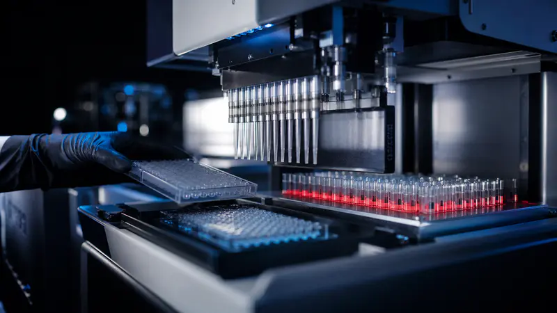 Editorial laboratory scene for Tesamorelin: GHRH analog reference-standard guide