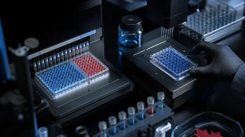 Editorial laboratory scene for Tirzepatide vs Semaglutide: A Canadian Researcher's Comparison