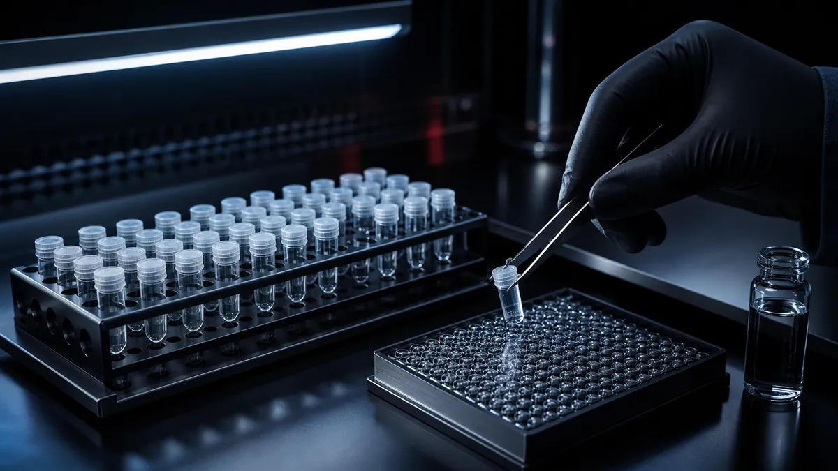 Researcher organizing samples for a receptor assay